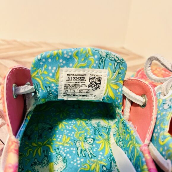Sperry Topsider X Brooks Brothers Boat Shoes M 5.5 W 7 Pink Aqua Sheep $138 - Picture 7 of 7